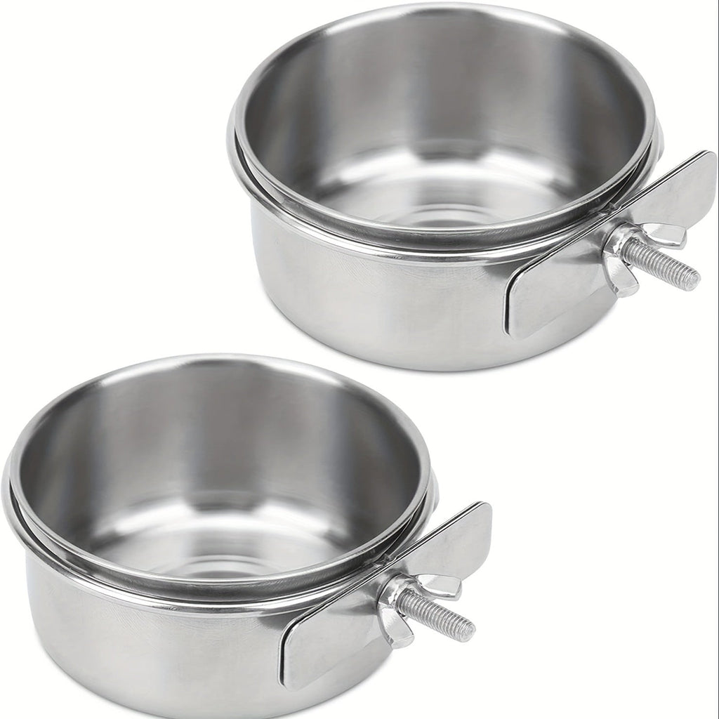 Bird Cage Feeder & Water Bowl Set – 2-Pack Parrot Food Water Bowls with Clip-On Bracket, Sturdy Plastic Bird Feeder Cups for Parakeets Cockatiels Canaries & Small Pet Birds