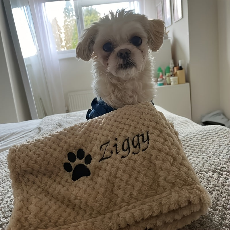 Custom Embroidered Pet Blanket for Dogs & Cats – Personalized Plaid Throw with Name or Initials, Cozy Soft Nest Blanket for Small Dogs and Cats, Warm Home Decor Pet Bed Gift