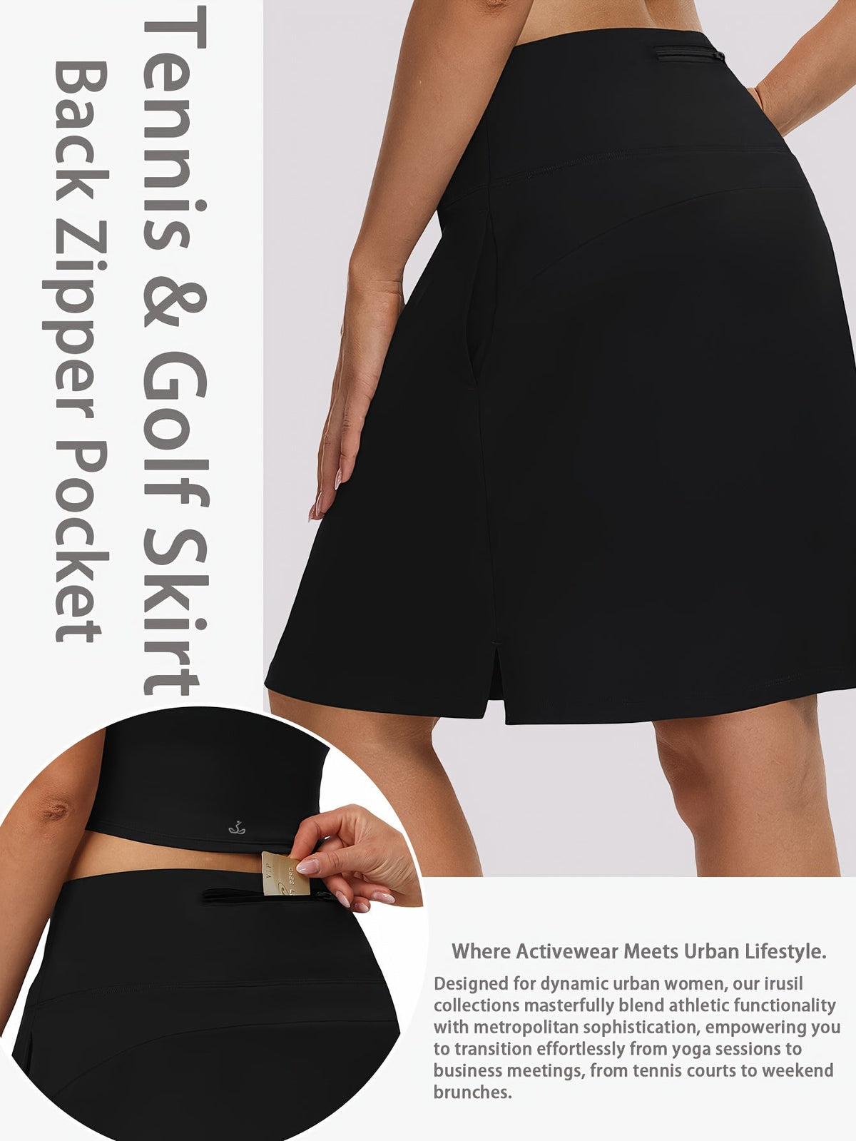 Women's 20-Inch Knee Length Skorts with 5 Pockets – High Waist Athletic Skirt with Built-In Shorts for Tennis, Golf & Pickleball, Long Activewear Skort, Sizes S-XXL, Multiple Colors