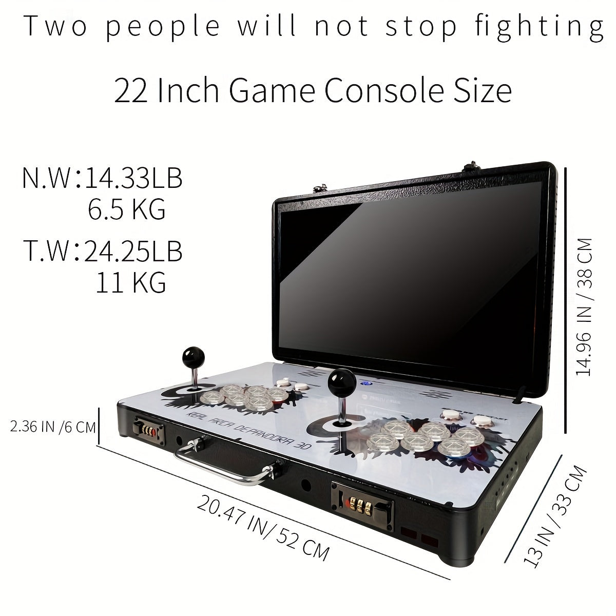 Arcade Game Console 22 Inch Stand-Up Full Size Folding Arcade Machine 4 Player 22 LED Screen 2 Sanwa Joysticks Gamepad Multi-Language Home Game Room Family Entertainment Classic Fight
