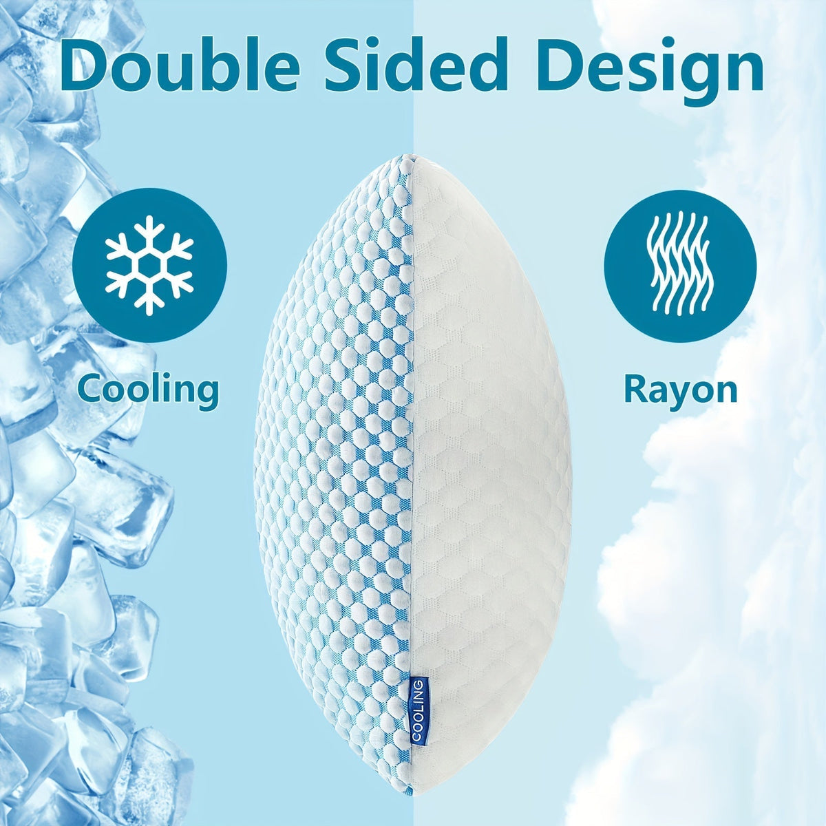 2-Pack Cooling King Size Pillows – Hotel Quality Non-Collapsing Down Alternative with Memory Foam Filling, Polyester & Viscose Cover, Machine Washable, for Side Back Stomach Sleepers