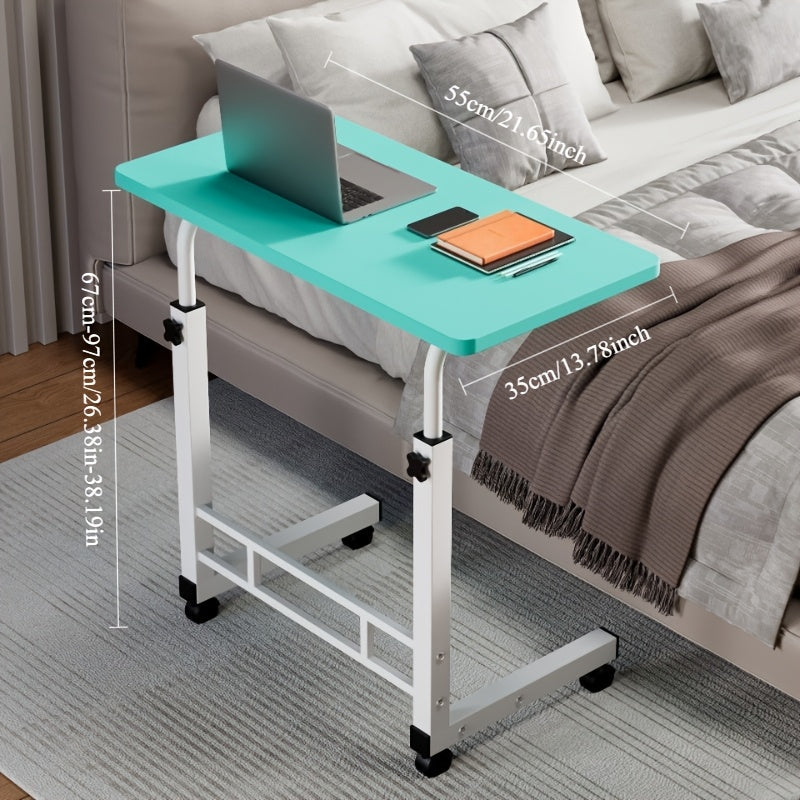 Height Adjustable Rolling Laptop Desk with Wheels – Sit to Stand Mobile Overbed Table, 2-Tier Storage Computer Stand for Bed Couch Home Office Workstation, 6 Colors