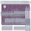 65 Pcs Exacto Knife Craft Cutting Kit with A4 Cutting Mat – Precision Stencil Knife Set with Blades & Cutting Rulers for Paper Modelling, DIY Crafts, Scrapbooking, Art & Card Making