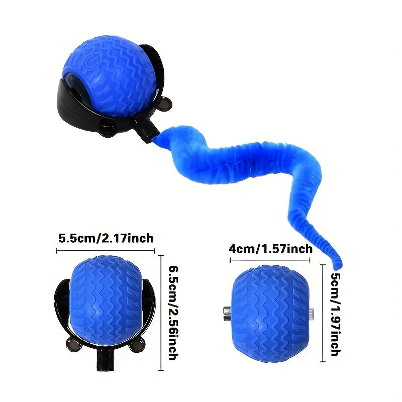Interactive Cat Toy for Indoor Cats - Automatic Moving Ball with Feather Tail, 360° Self-Rolling Electric Toy Ball for Adult & Kitten, Two Speed Modes, Boredom Buster Pet Gift