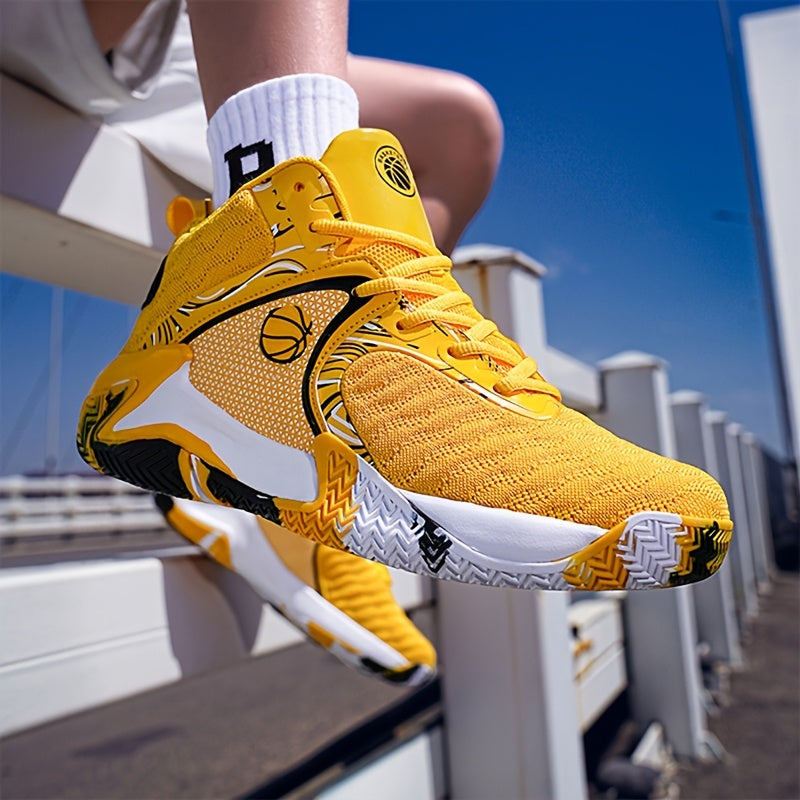Men's High Top Basketball Shoes Anti-Slip Rubber Sole Breathable Lace-Up Sneakers for Men Durable Sports Running Shoes 3 Colors Sizes US 6.5-13.5 Cushioned Ankle Support