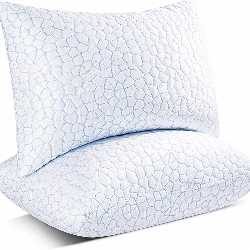 2-Pack Cooling King Size Pillows – Hotel Quality Non-Collapsing Down Alternative with Memory Foam Filling, Polyester & Viscose Cover, Machine Washable, for Side Back Stomach Sleepers