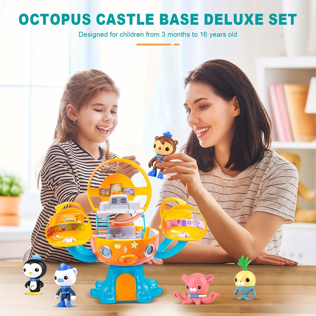 Octonauts Octopod Castle Adventure Playset - GUP Action Figure Set with 8 Dolls, Glow-in-the-Dark Stickers, Light & Sound Effects | Kids Imaginative Toy Gift for Birthday Christmas Holiday
