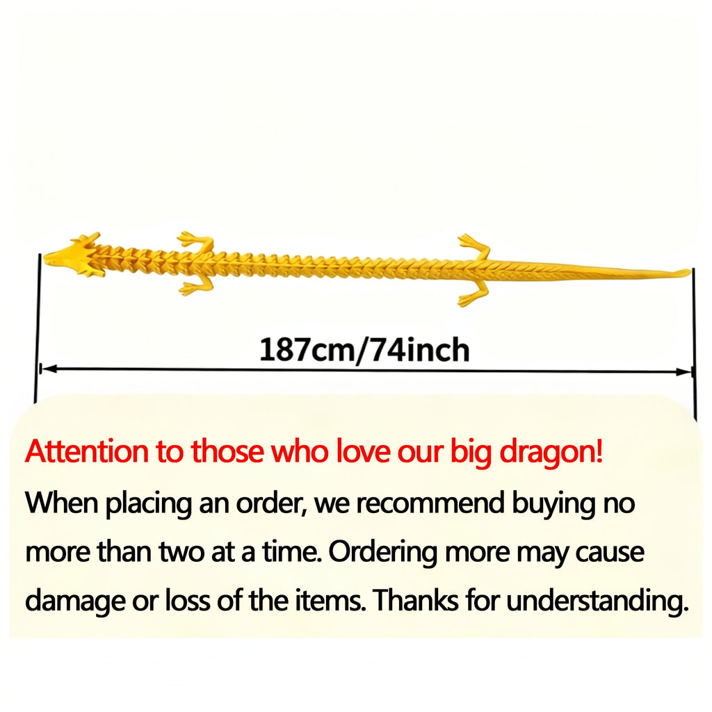 74 Inch Large Chinese Dragon Decoration Moveable Party Decor Hinge Structure Heavy Duty Indoor Outdoor Halloween Christmas Chinese New Year Golden Dragon Tyrannosaurus No Batteries Needed