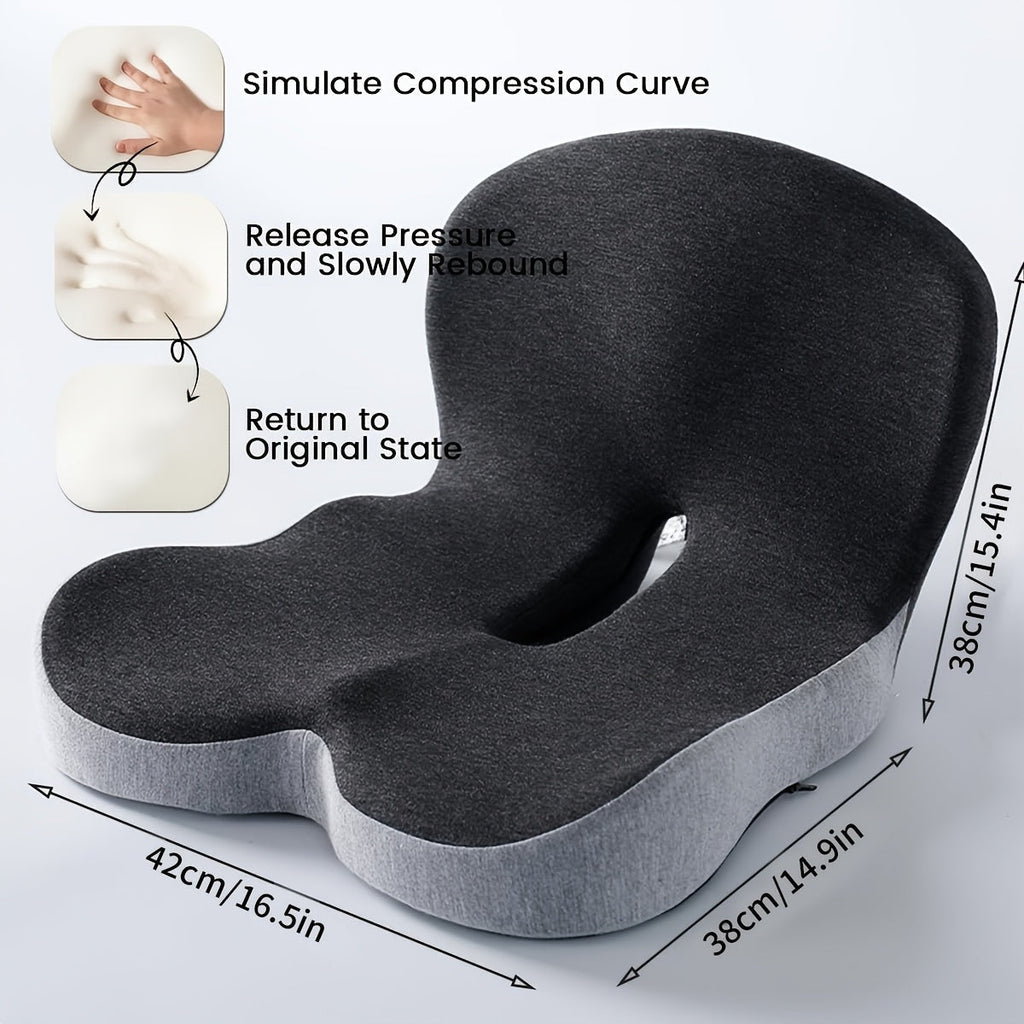 Ergonomic Memory Foam Seat Cushion with Back Support – Non-Slip Office Chair Gaming Chair Car Seat Pad for Hip & Tailbone Pain Relief, Long Sitting Comfort