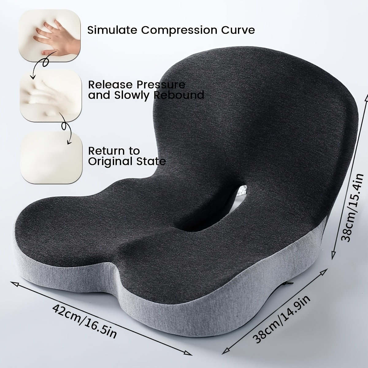 Ergonomic Memory Foam Seat Cushion with Back Support – Non-Slip Office Chair Gaming Chair Car Seat Pad for Hip & Tailbone Pain Relief, Long Sitting Comfort