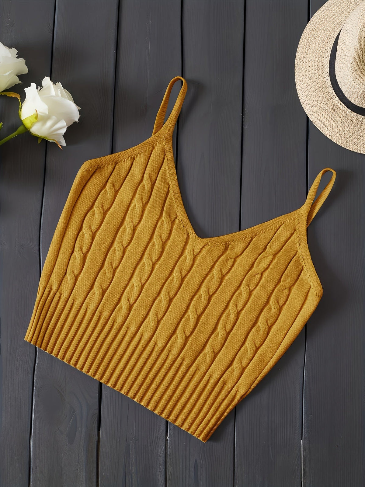 Women's Ribbed V-Neck Tank Top - Stretchy Sleeveless Vest for Layering & Everyday Wear, Beige Casual Summer Cami, Fitted Soft Knit Shirt for Women