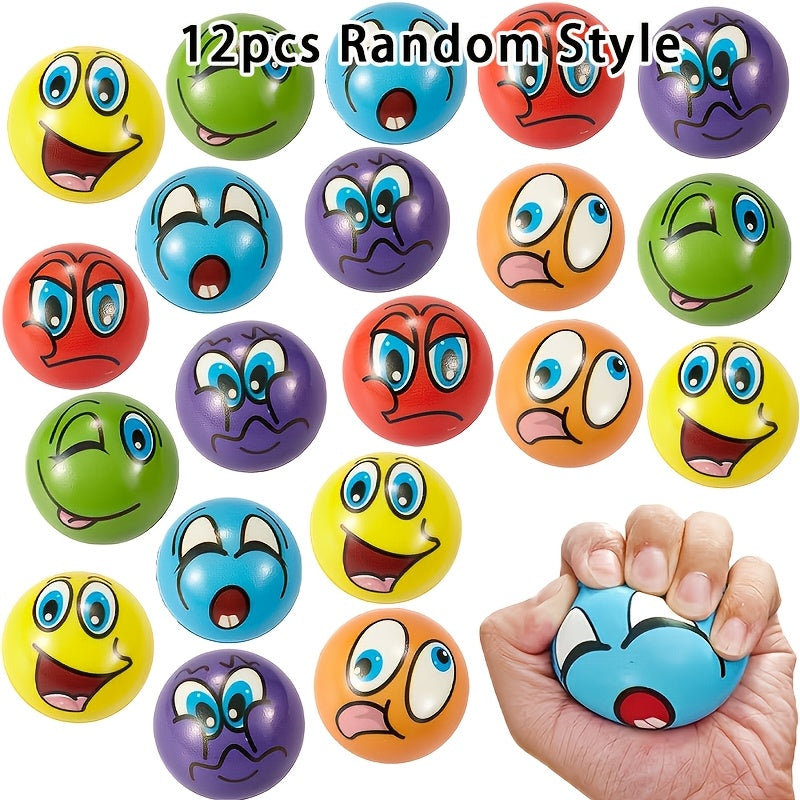 Mini Squishy Stress Balls with Funny Facial Expressions – Foam Squeeze Toys Bulk Pack for Wrist & Finger Exercise, Classroom Prizes, Office Stress Relief, Party Favors & Gift Bag Fillers | 10, 12 or 24 Pieces