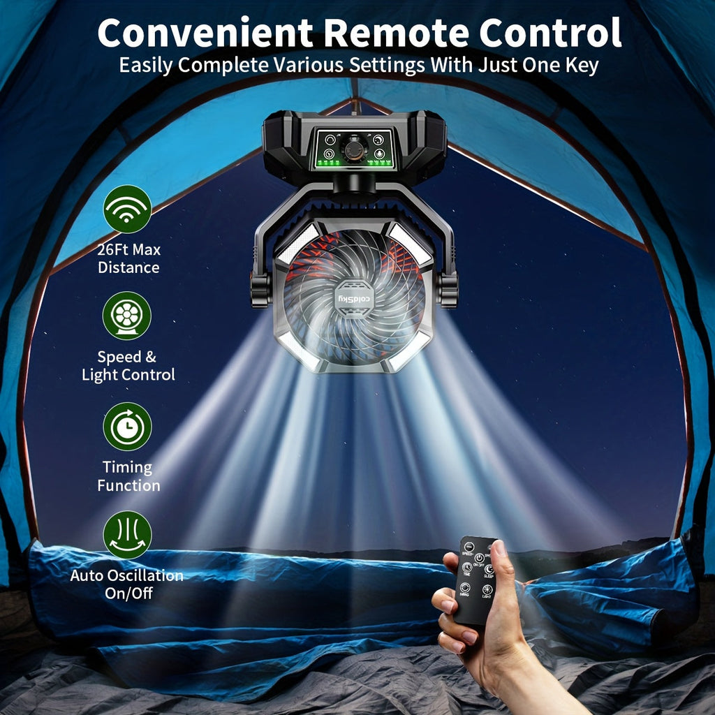 Camping Fan with 20000mAh Battery 8-Speed Settings Enhanced Motor USB Rechargeable - Portable Tent Fan for Camping, Hiking, Outdoor Adventures & Emergency Use