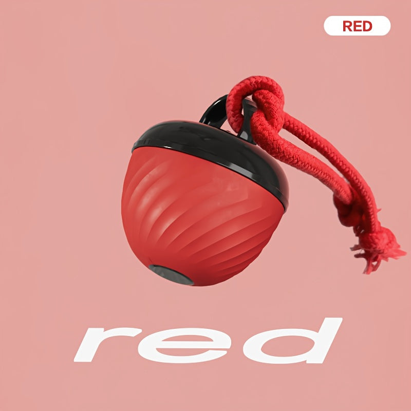 Interactive USB Rechargeable Rolling Dog Ball Toy with Light - Smart Auto-Moving Ball with Tail Rope & LED, Bite-Resistant Indoor Play for Small Medium Dogs, Boredom Relief Chew & Chase Toy
