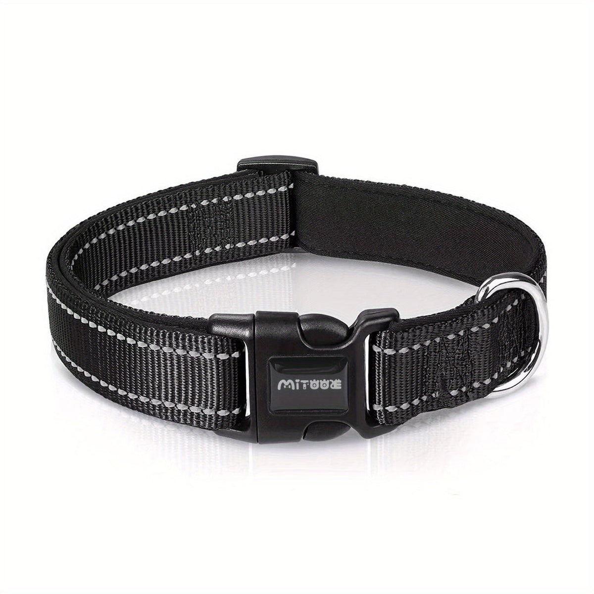 Reflective Dog Collar with Quick-Release Buckle – Soft Neoprene Padded Breathable 1" Striped Dog Collar for Small Medium Large Dogs, Durable Polyester, Sizes XS–XL, 8 Vibrant Colors