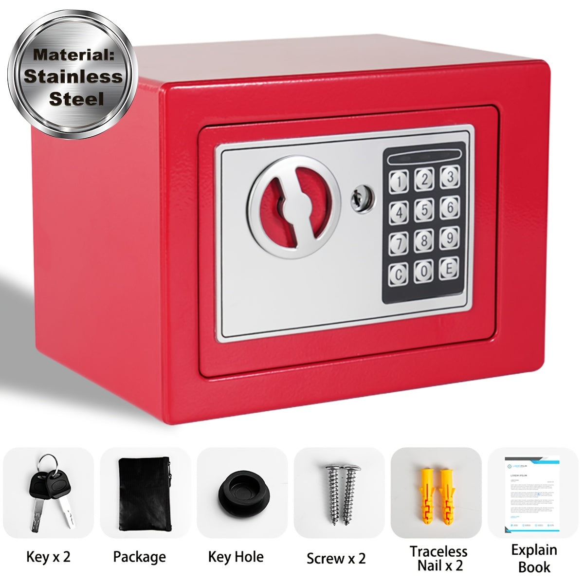 Fireproof Home Safe with Digital Keypad, Keys & Passcode Lock – Includes Fireproof Money Bag, Sensor Light & Adjustable Shelf for Home Office Business Money Valuables