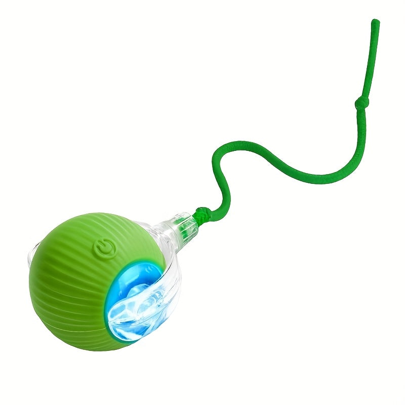 Electric Cat Toy Ball with Tail Rope - USB Rechargeable Self-Moving Rolling Robot Mouse for Indoor Cats & Kittens, Automatic Interactive Hunting Toy for All Cat Breeds, Boredom Buster Pet Gift
