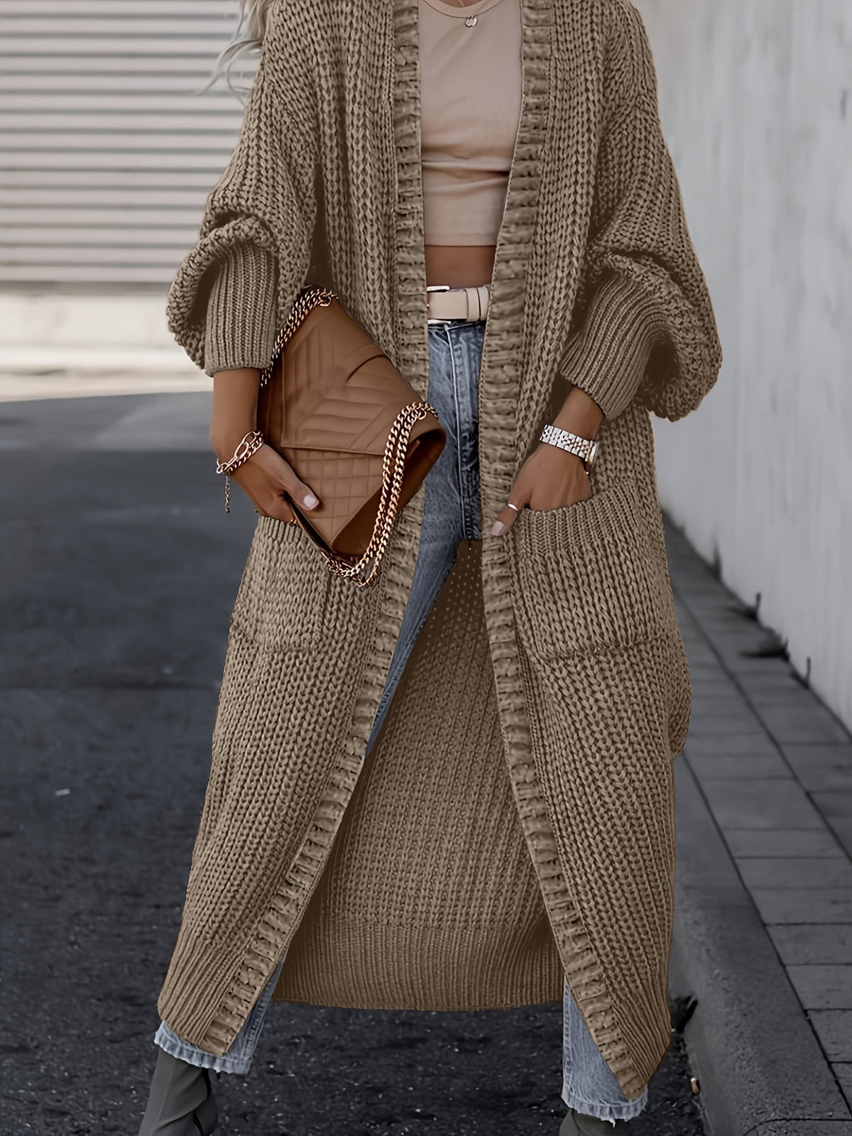 Women Drop Shoulder Cardigan Long Coat with Pockets Solid Color Long Sleeve Fall Winter Oversized Coat S M L XL XXL Grey Black Apricot Camel Navy Cozy Wrap Coat
