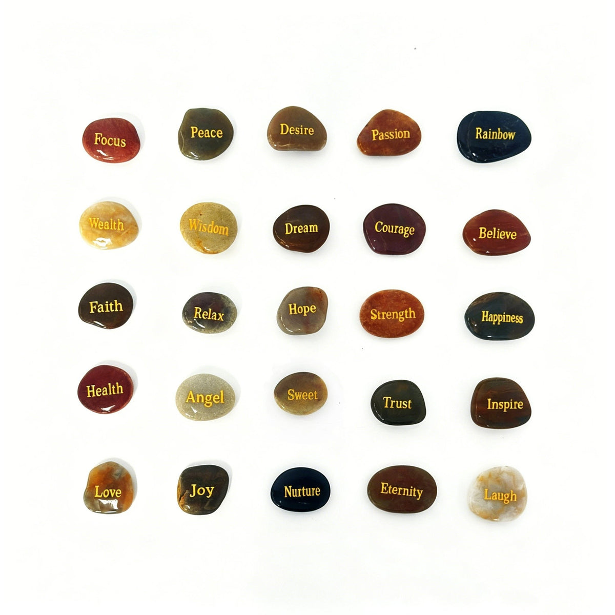 25pcs Engraved Inspirational Stones Set – Laser Engraved Motivational Word Rocks for Home Decor, Garden, Prayer & Gifts for Friends, Family & Valentine’s Day