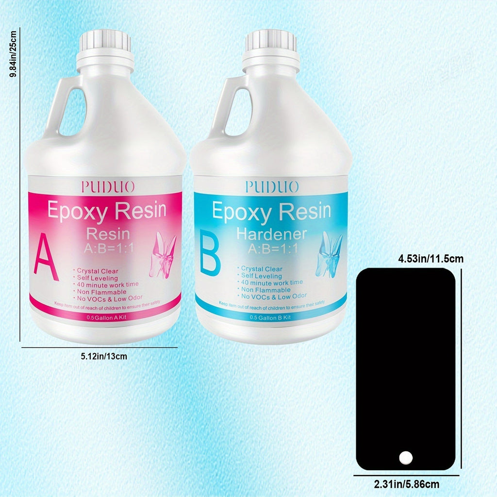 Epoxy Resin Kit Crystal Clear 2-Part Fast-Curing for Casting, Coating, Resin Art, Jewelry Making, Tabletops & Bar Counters – Available in 4oz, 72oz & 1 Gallon with Pump Kit & Glitter Accessories