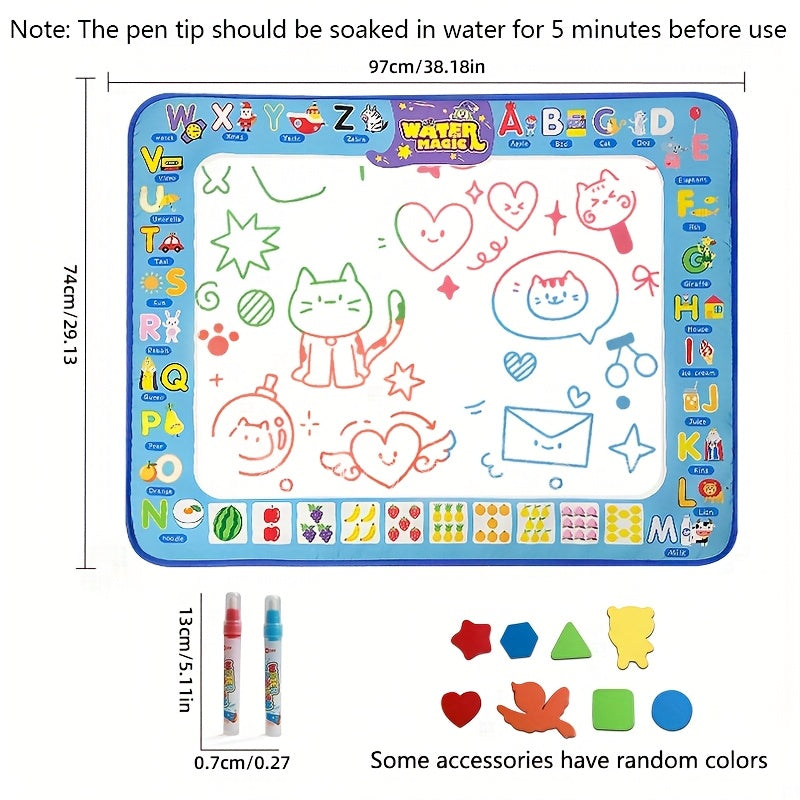 Kids Reusable Watercolor Painting Pad & Magic Doodle Mat – Portable Watercolor Canvas with Brushes & Shape Templates | Creative Art Toy for Boys & Girls | Birthday, Christmas & Easter Gift