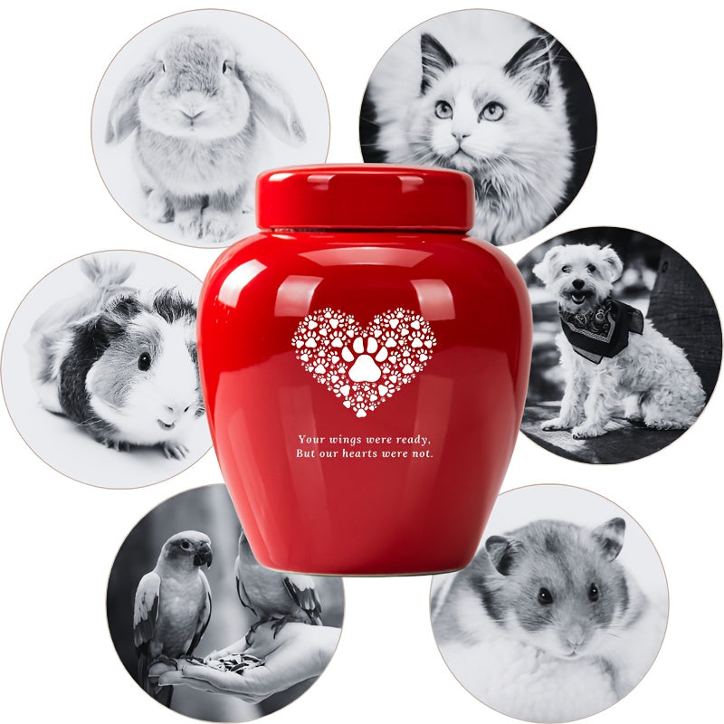 Ceramic Pet Memorial Urn Large Capacity - High-Grade Dog and Cat Cremation Keepsake Urn, Your Wings Were Ready But Our Hearts Were Not Engraved, Durable Pet Loss Grief Comfort Urn, Dark Green