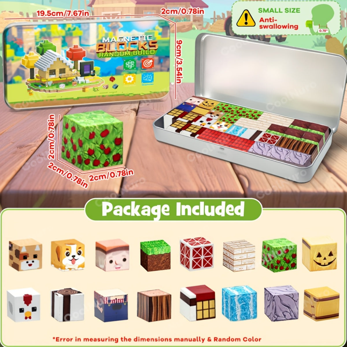 35pcs Magnetic Cubes Set with Iron Box – Farm Theme 3D Puzzle Building Blocks, Kids Learning & Imagination Toy, STEM Creative Construction Gift for Boys & Girls Ages 3+ (Random Color)