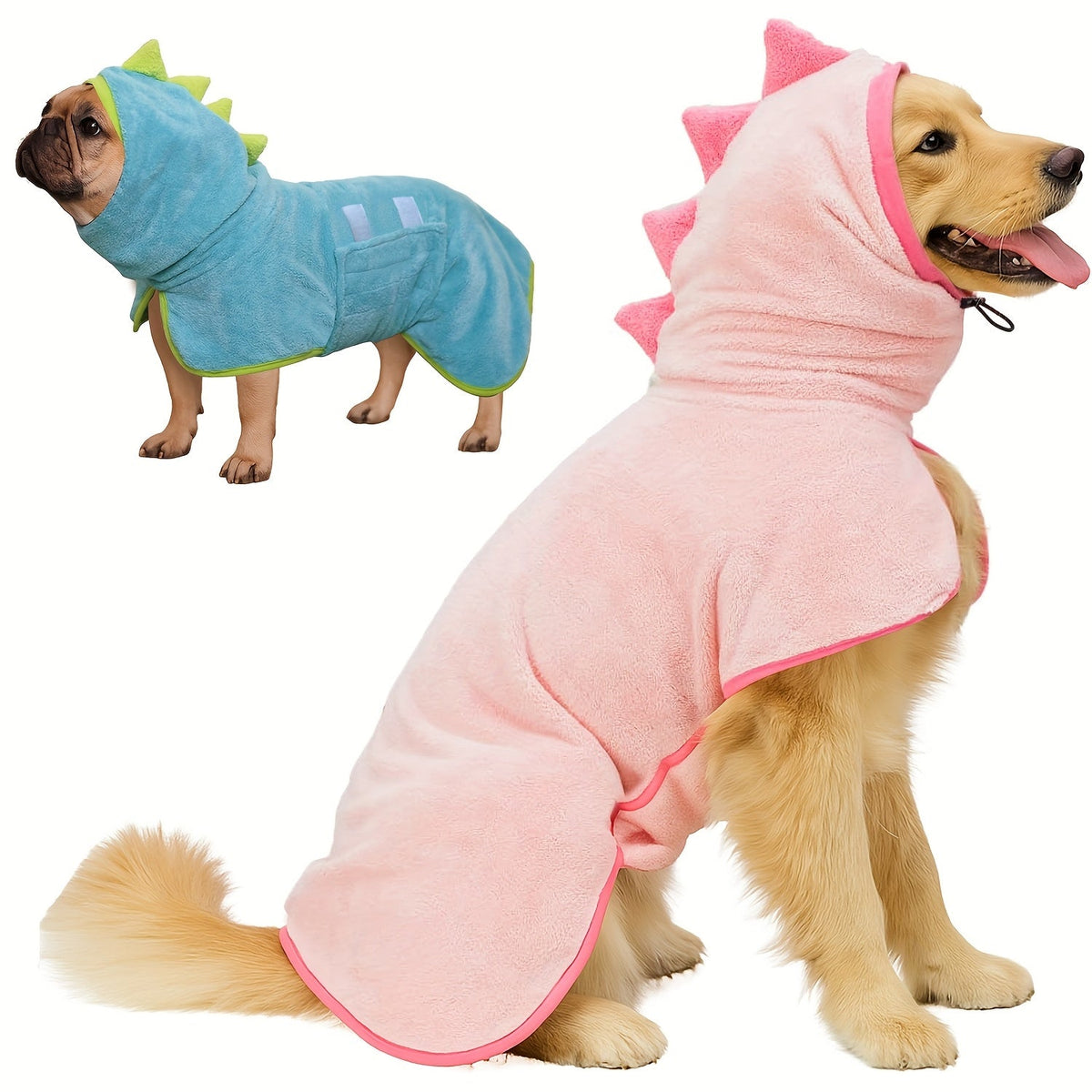 Microfiber Pet Bathrobe Set with Drying Gloves for Dogs & Cats - Super Soft Fast Drying Dog Bath Robe Adjustable Towel Wrap for Cold Weather Beach Pool (1 Robe + 2 Gloves)