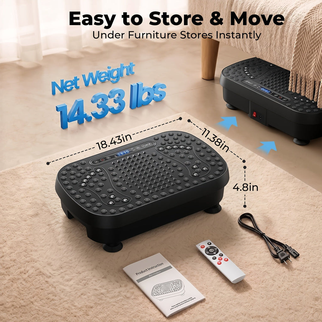 Vibration Plate Whole Body Workout Machine Lymphatic Drainage Fitness Platform Silent Motor Adjustable Speed Control Home Gym Exercise Equipment for Weight Loss Muscle Toning