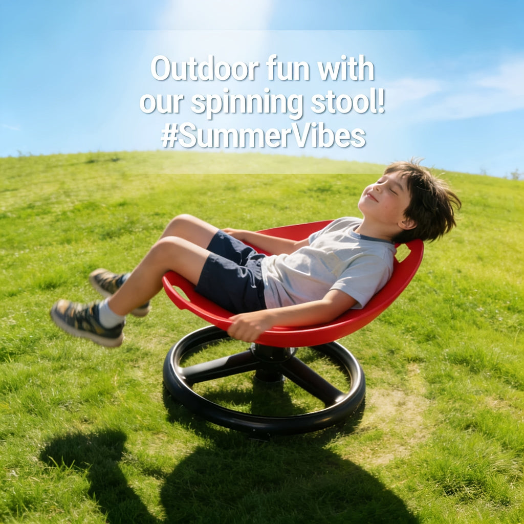 Spinning Sensory Chair for Kids with Autism ADHD Durable Plastic Metal Outdoor Indoor Balance Coordination Attention Therapy Seat Red Blue Sensory Play Equipment for Children