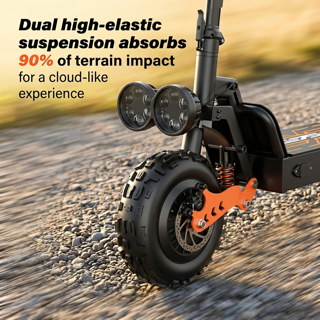 LOVEBike GT28 Dual Motor Foldable Electric Scooter for Adults – 54.6V 30Ah Battery, 55-Mile Range, Fat Tire Off-Road E-Scooter with Dual Headlights, 60 lbs