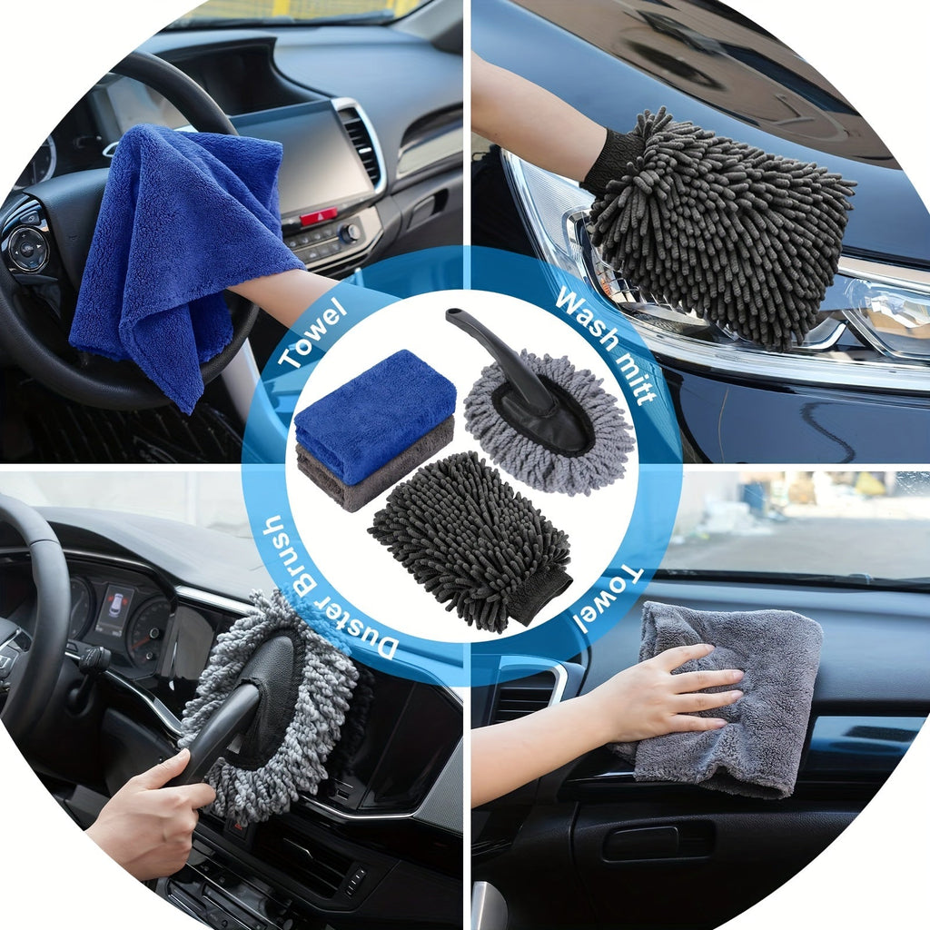 Car Wash Detailing Kit 19 or 41 Piece with Handheld Vacuum Collapsible Bucket Windshield Tool Tire Brush Snow Shovel Cleaning Gel Complete Car Care Set Yellow Pink