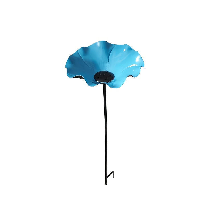 Metal Flower Bird Bath for Garden - Decorative Floral Bird Bath and Pollinating Insect Watering Station for Flower Beds Lawn Edges Garden Borders and Planters, Outdoor Garden Decor in 4 Colors