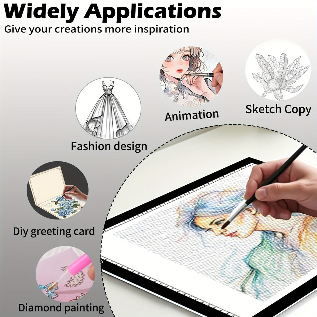 LED Light Pad A2 A3 A4 Adjustable Brightness Dual Light Strip Tracing Board Diamond Painting Sketching Drawing Art Light Box