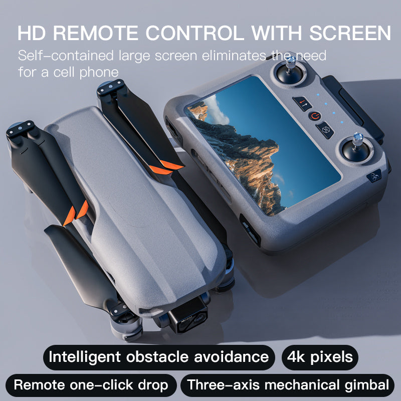Professional GPS 4K Camera Drone with 360° Obstacle Avoidance, 3-Axis Gimbal Optical Zoom, 10KM Long Range, Night Shot, Foldable Quadcopter with One-Key Return - Aerial Photography Drone with 2 Batteries