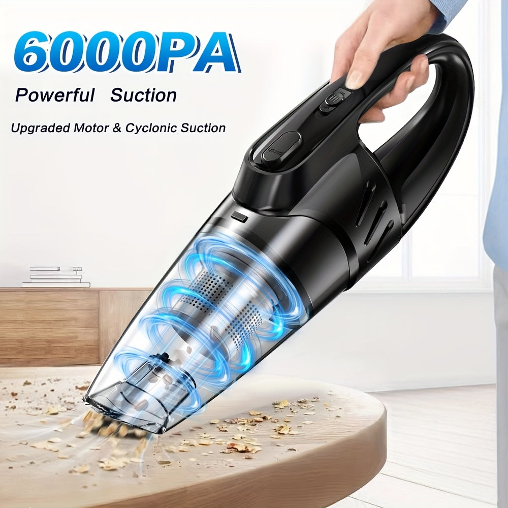 Cordless Car Vacuum Cleaner 6000PA High-Power Suction, 2000mAh Rechargeable Handheld Vacuum with 5 Accessories, Quiet Motor for Car Interior, Home & Pet Hair – Pink Women's Gift