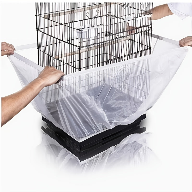Bird Cage Cover Mesh Net Splash Guard Mosquito Insect Proof Gauze Cover for Square Round Parrot Cages Feather Catcher Skirt Guard M L XL XXL