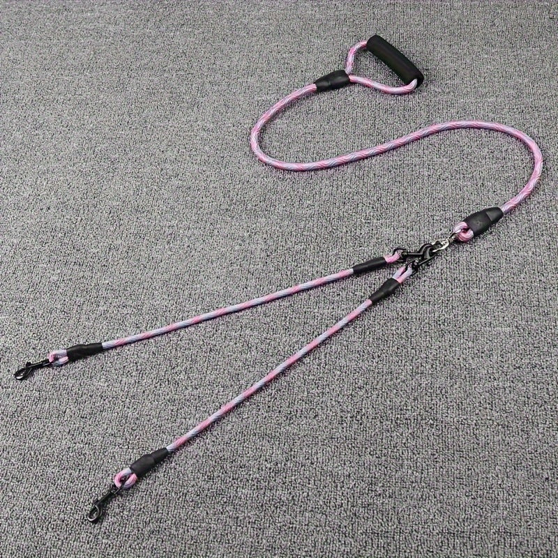 Dual Dog Leash with Wave Pattern – Detachable Tangle-Free Nylon Coupler Lead for Walking Two Dogs – No-Tangle Double Dog Leash for Small Medium Large Breeds Outdoor Walking & Training