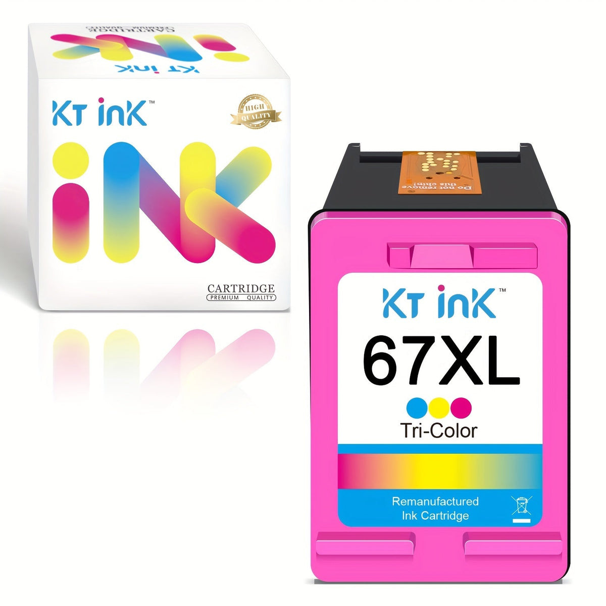 HP 67XL Ink Cartridge Replacement, Remanufactured 67XL Black & Color Ink for HP DeskJet 2732 2755 2752 2742, ENVY 6052 6055 6058 6075 Printer – High Yield, More Pages Per Cartridge