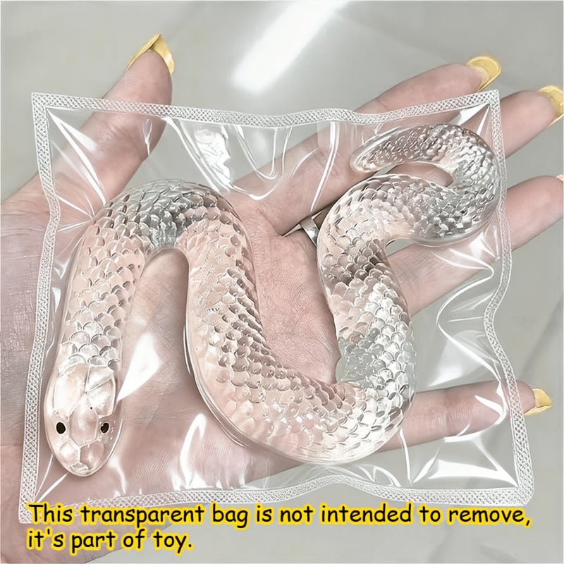 Squishy Snake Head Clip Fidget Pop Toy Transparent TPR Slow-Rising Stress Relief Sensory Toy Desktop Prank Novelty Gift for Kids Adults Ages 2+
