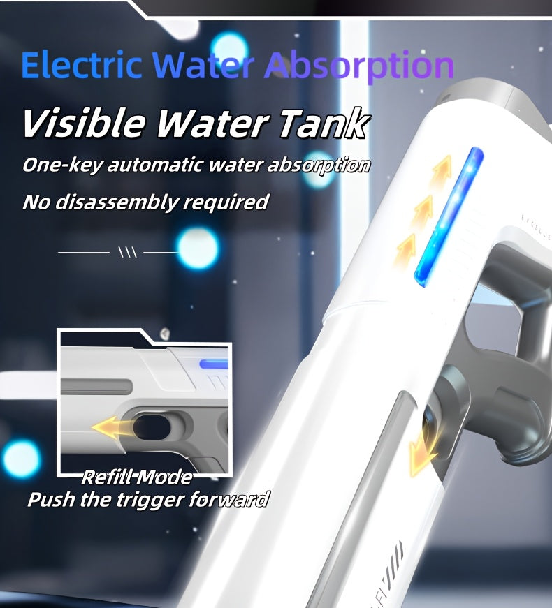 Electric Water Gun Auto-Fill with LED Pulse Light – 40ft Long Range Rapid-Fire Squirt Gun, USB Rechargeable 240-Shot Tank, Water Blaster for Kids & Adults, Pool Beach Backyard Summer Fun