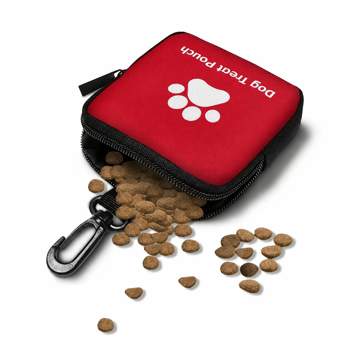 Dog Training Treat Pouch with Zipper - Portable Pet Snack Bag for Outdoor Walks Training and Travel, Hands-Free Dog Treat Bag with Belt Clip, 4 Colors Black Purple Blue Red
