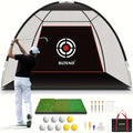 10x7ft Golf Practice Net & Mat Set with Balls, Tees & Carry Bag – Heavy Duty Golf Hitting Net for Backyard, Basement & Indoor Outdoor Use, Golf Training Equipment Gift for Men & Women