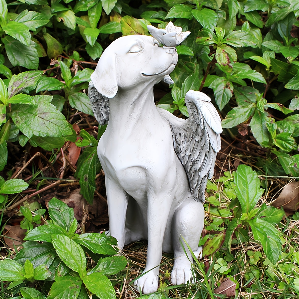 Resin Angel Dog Memorial Statue – Pet Tombstone Garden Sculpture with Salute Pose, Outdoor Lawn & Desktop Dog Cemetery Marker, Heartfelt Gift for Dog Lovers
