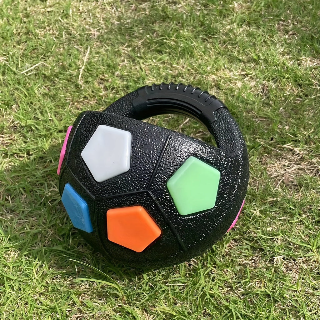 Squeaky Dog Ball Toy Durable TPR Soccer Football Interactive Chew Toy for Medium Dogs Teeth Grinding Training No Battery Needed Pet Play Ball