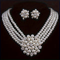 Luxury Bridal Necklace & Earring Set for Women – Silver Plated Beaded Jewelry Set for Wedding, Evening Party & Stage Performance, Elegant Dress Accessories