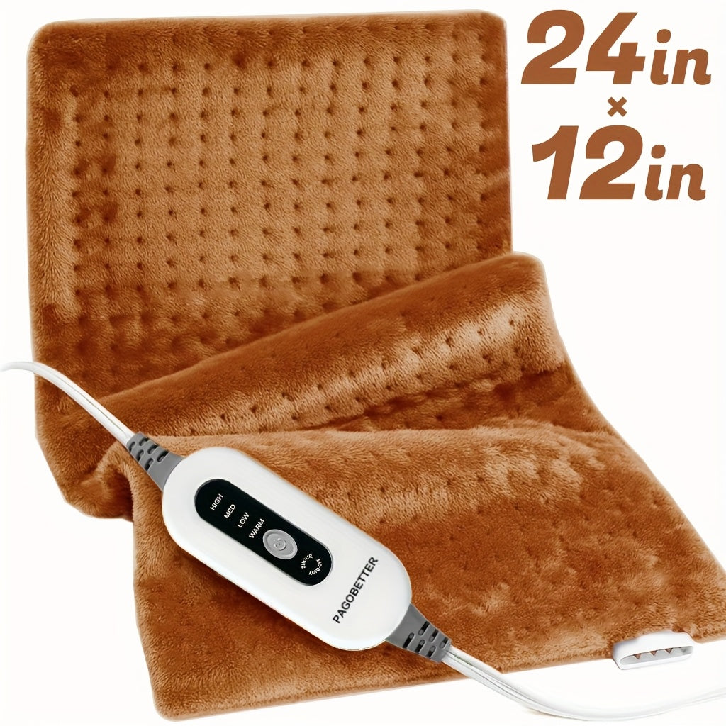 Electric Heating Pad for Back Pain Relief 12x24in – 130W Fast Heat to 150°F, 2X Thicker Plush Flannel, 4 Heat Settings, Auto Shut-Off, Machine Washable, Dry & Moist Heat Therapy for Neck Shoulders Abdomen Legs, Gift for Women Men Mom Dad