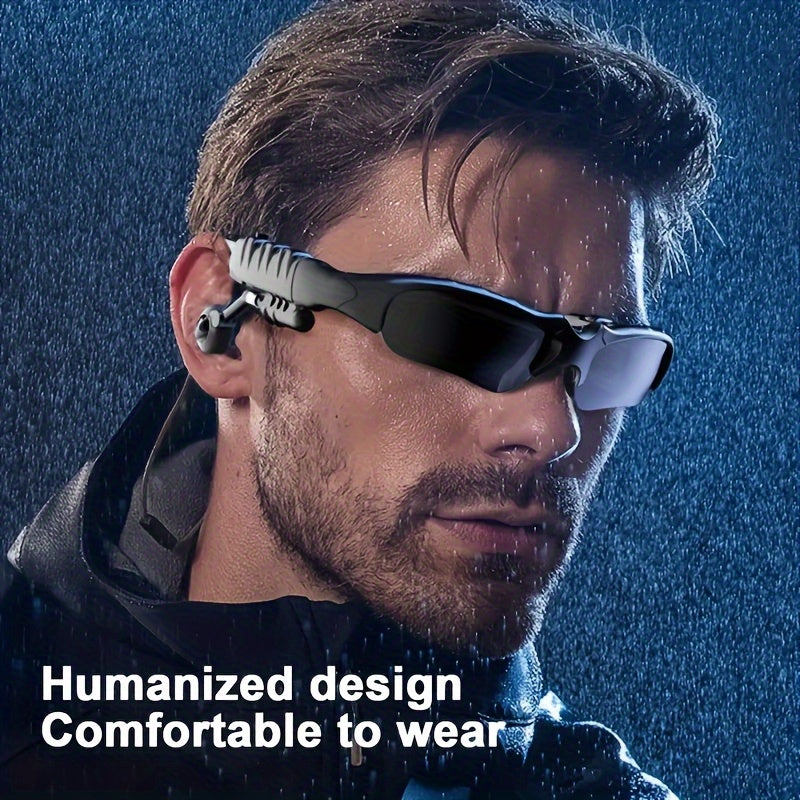 Smart Driving Bluetooth Glasses with Wireless Headphones – Stereo Music Hands-Free Calls Navigation, Noise-Cancelling Microphone, Open Ear Wearable Tech Eyewear for Driving Outdoor Sports Activities