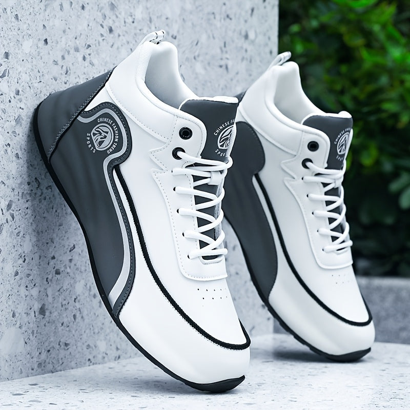 Men's Arch Support Anti-Slip Running Shoes – Lightweight Breathable Tennis Walking Gym Shoes, Corrective Sports Sneakers, White Blue & White Grey, Sizes US 7–12.5