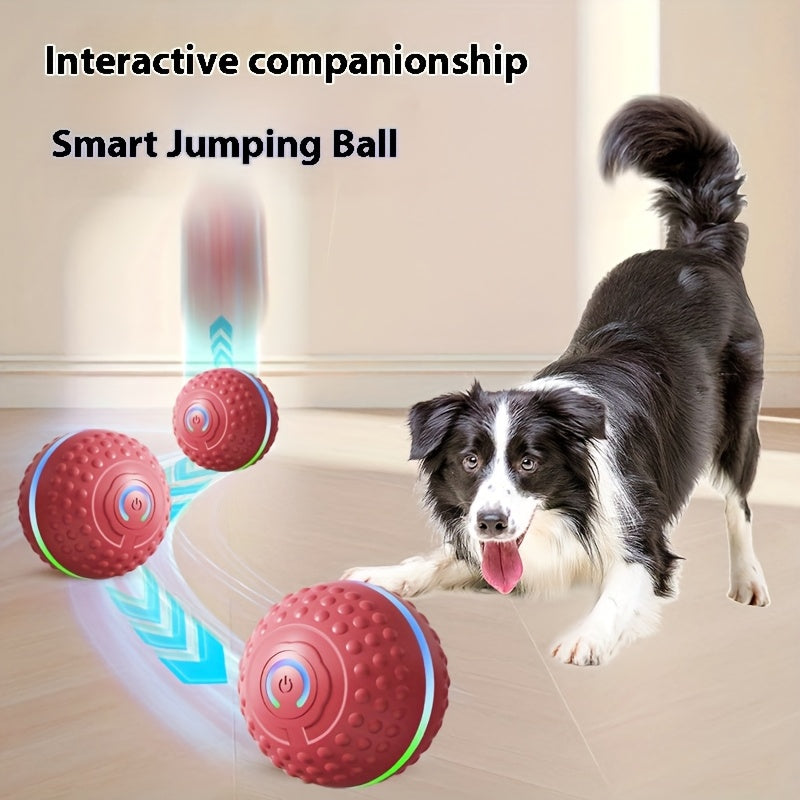 Automatic Bouncing Ball Dog Toy – USB Rechargeable Intelligent Self-Moving Jumping Ball for Small & Medium Dogs, Interactive Indoor Outdoor Pet Toy for Exercise & Play